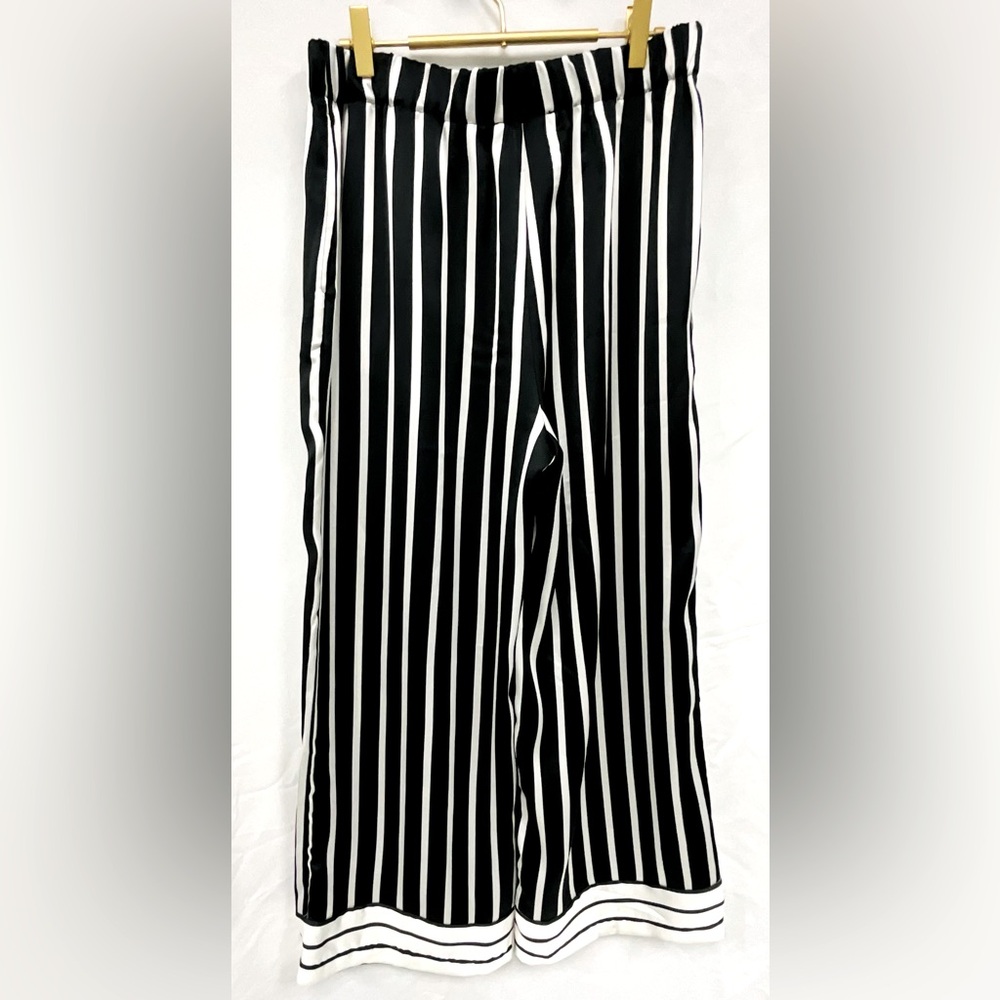 Pinstripe black-and-white pants